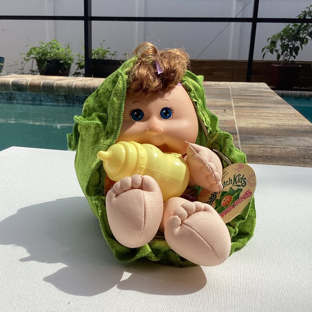 Vintage Cabbage Patch Kids Newborn Redhead in a Green Cabbage